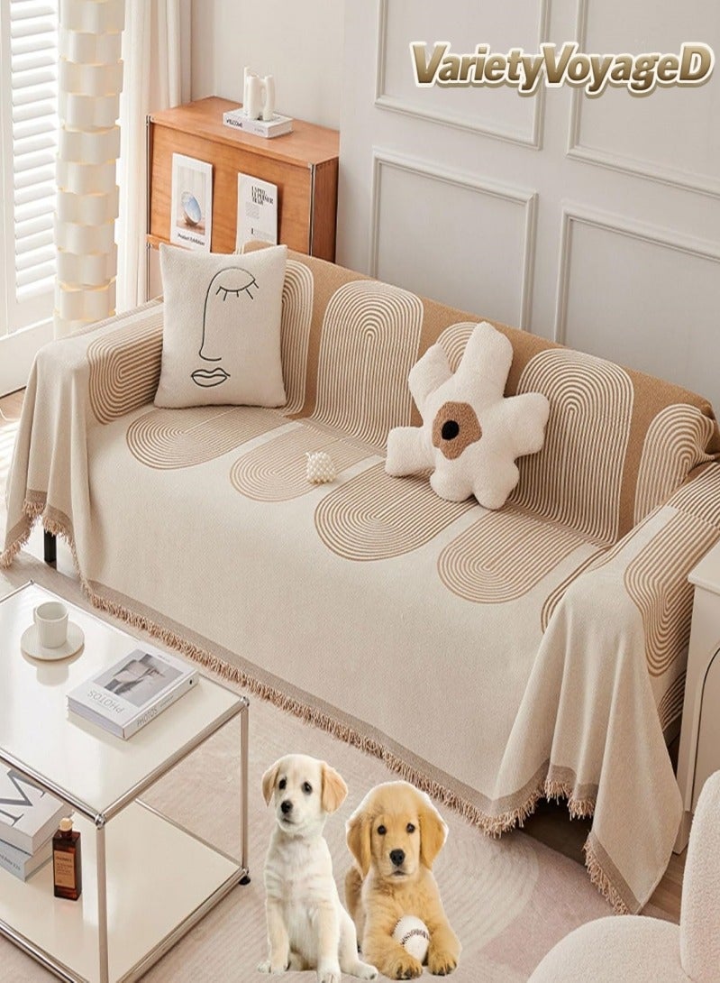 VarietyVoyageD 180*180Double Sided Chenille Sofa Cover, Stylish Sofa Cover, 1 2 3 4 Seater Sofa Cover ,Chenille Furniture Sofa Cover Towel, Four Seasons Chenille Sofa Cover Available Both Sides,Multi-functional, Suitable For Travel Blankets, Outdoor Camping Blankets,Bed Quilts, and Furniture Covers - Image 1