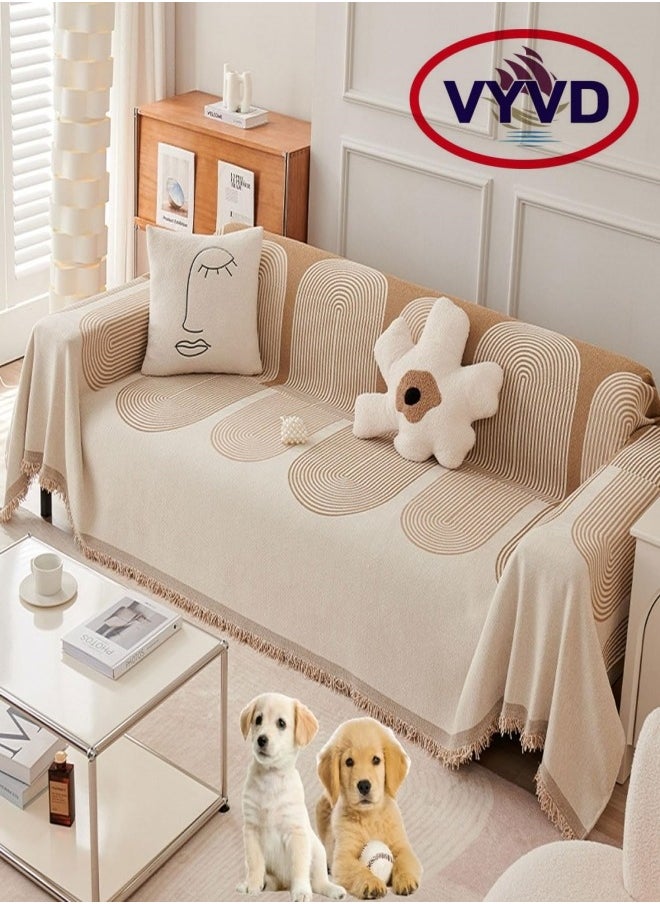 VarietyVoyageD Double Sided Chenille Sofa Cover, Stylish Sofa Cover, Chenille Furniture Sofa Cover Towel, Four Seasons Chenille Sofa Cover Available Both Sides 180*130  - Image 1