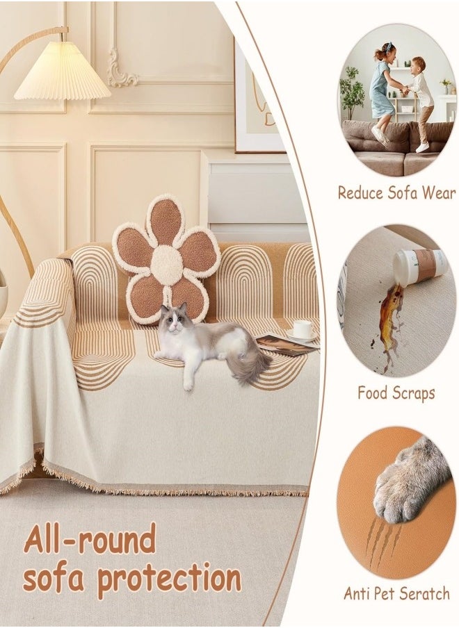 VarietyVoyageD Double Sided Chenille Sofa Cover, Stylish Sofa Cover, Chenille Furniture Sofa Cover Towel, Four Seasons Chenille Sofa Cover Available Both Sides 180*130  - Image 2