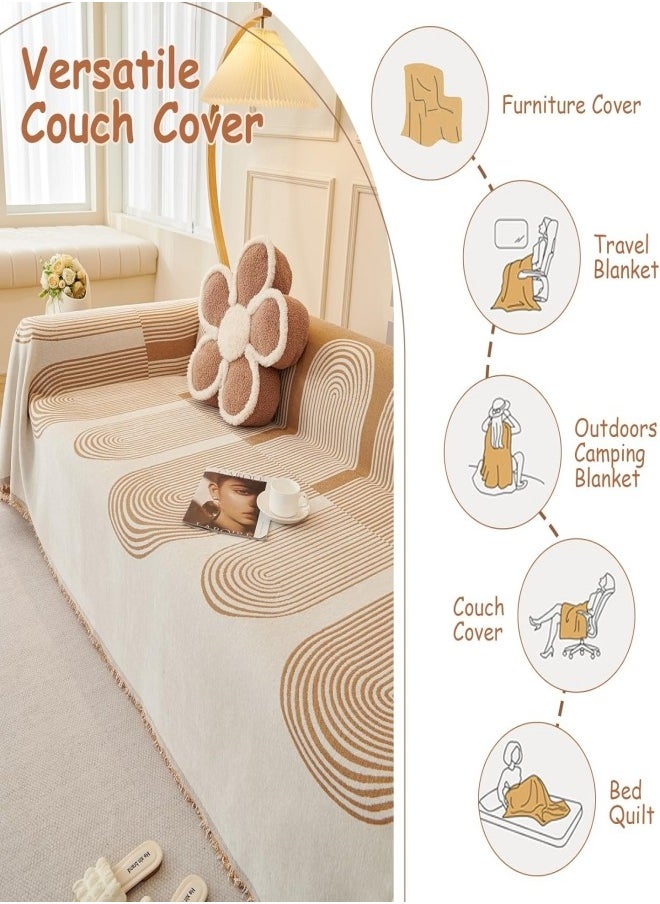 VarietyVoyageD Double Sided Chenille Sofa Cover, Stylish Sofa Cover, Chenille Furniture Sofa Cover Towel, Four Seasons Chenille Sofa Cover Available Both Sides 180*130  - Image 3