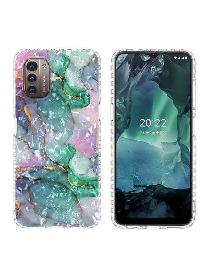 HuHa Case Cover For For Nokia G21 / G11 2.0mm Airbag Shockproof TPU Phone Case(Ink Green Marble) 