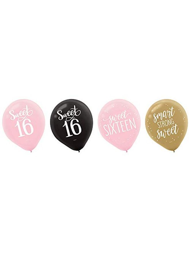 Amscan Sweet 16 Latex Balloons | Assorted Colors 12" | Pack Of 15 - Image 2