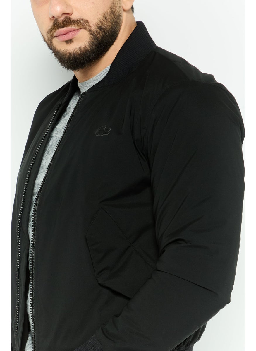 LACOSTE Men Brand Logo Bomber Jacket, Black  - Image 3