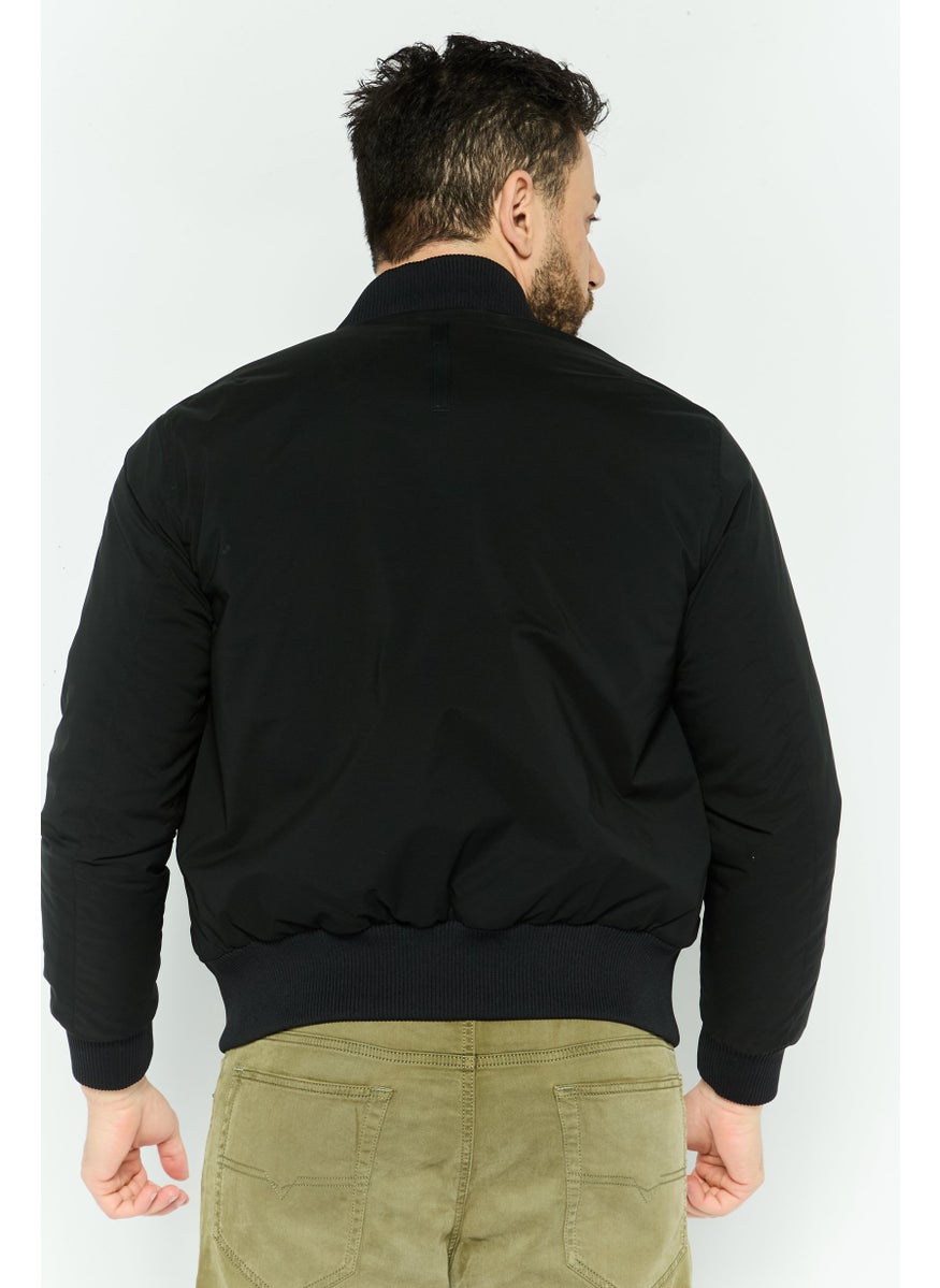 LACOSTE Men Brand Logo Bomber Jacket, Black  - Image 4