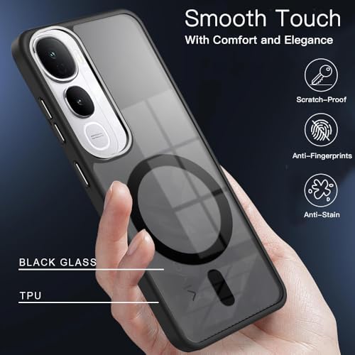 KARWAN Translucent Hybrid Back Case Cover Compatible with Vivo Y300-Vivo V40 Lite Shockproof Case with Camera Protection, N52 Magnet Cover Case with Magnetic MagEaze Wireless Charging Cover (Black) - Image 3