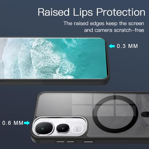 KARWAN Translucent Hybrid Back Case Cover Compatible with Vivo Y300-Vivo V40 Lite Shockproof Case with Camera Protection, N52 Magnet Cover Case with Magnetic MagEaze Wireless Charging Cover (Black) - Image 4