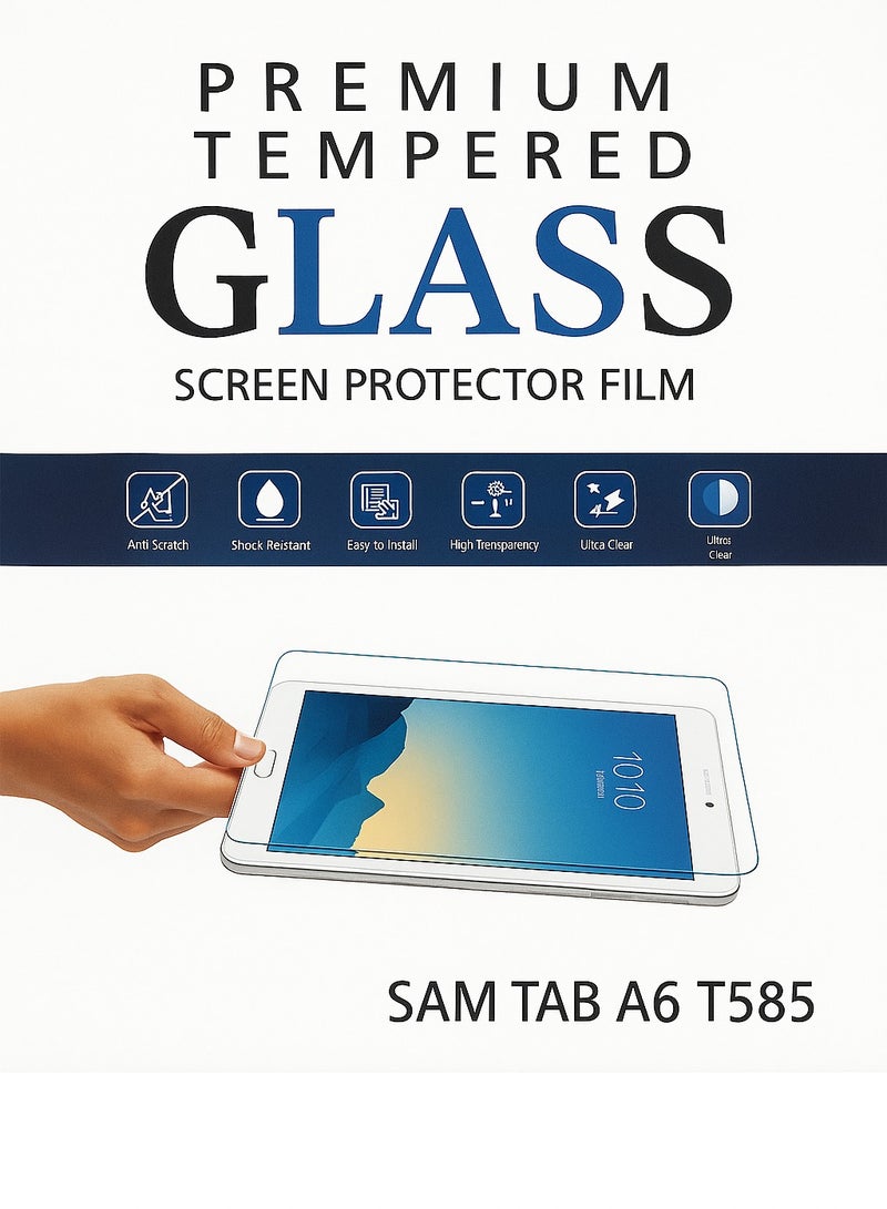 Premium Tempered Glass Screen Protector for Samsung Tab A6 T585 – High Transparency, Shock Resistant, and Smooth Touch Response - Image 1