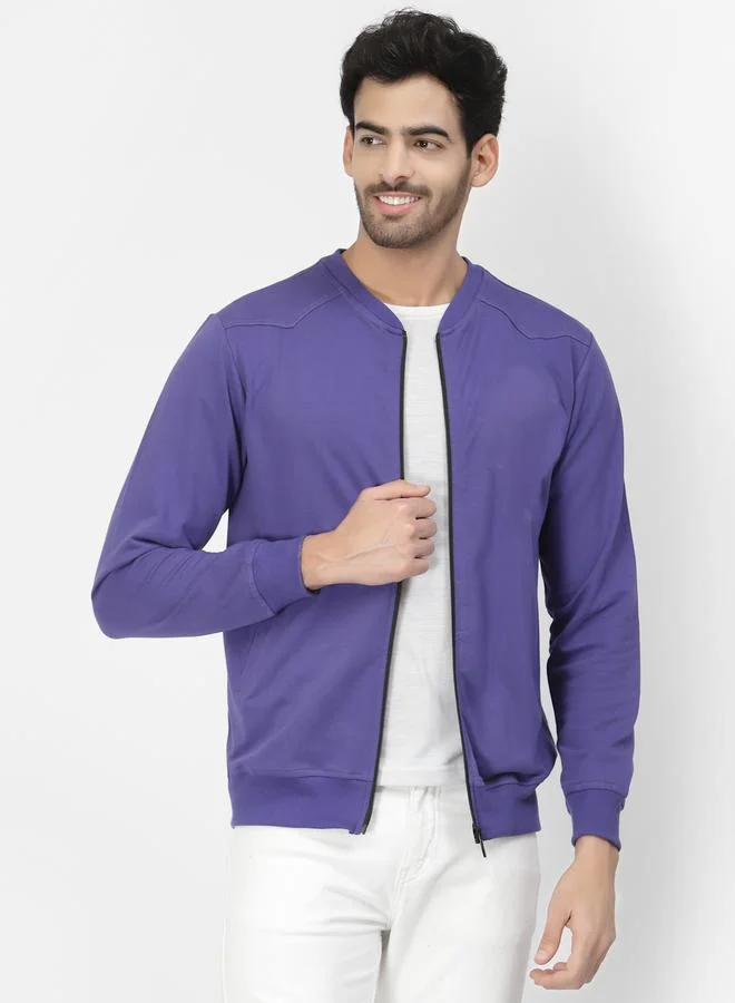 PAUSE Men Purple Regular Fit Zip-Up Jacket