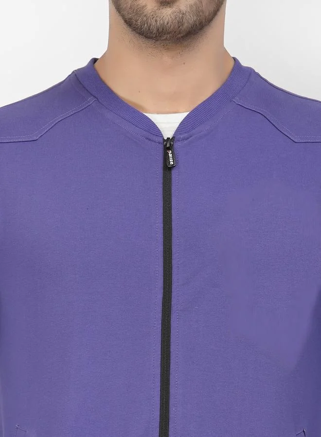 PAUSE Men Purple Regular Fit Zip-Up Jacket