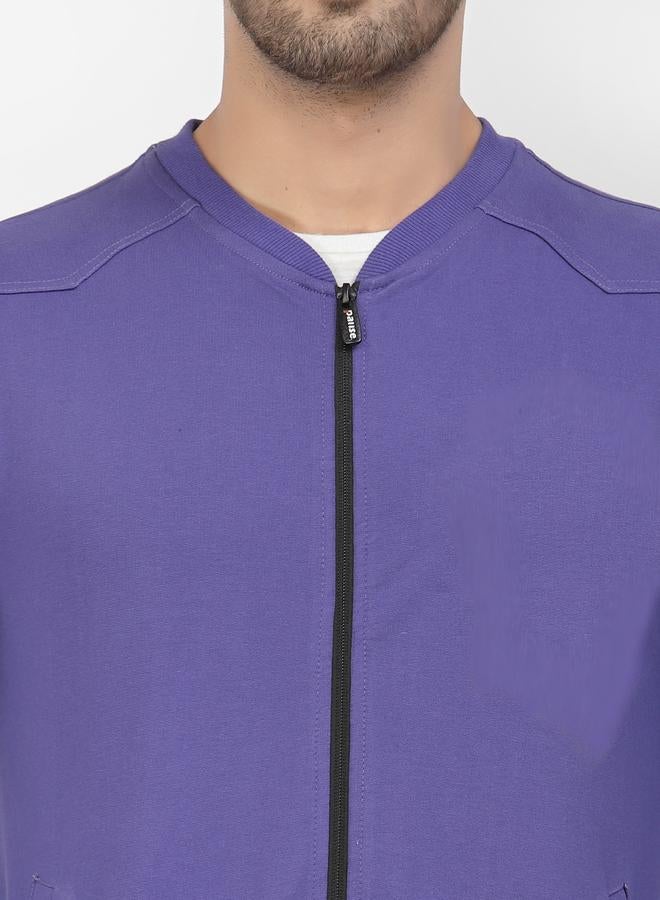 PAUSE Men Purple Regular Fit Zip-Up Jacket - Image 2