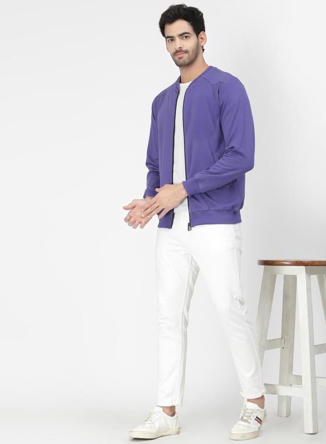 PAUSE Men Purple Regular Fit Zip-Up Jacket - Image 5