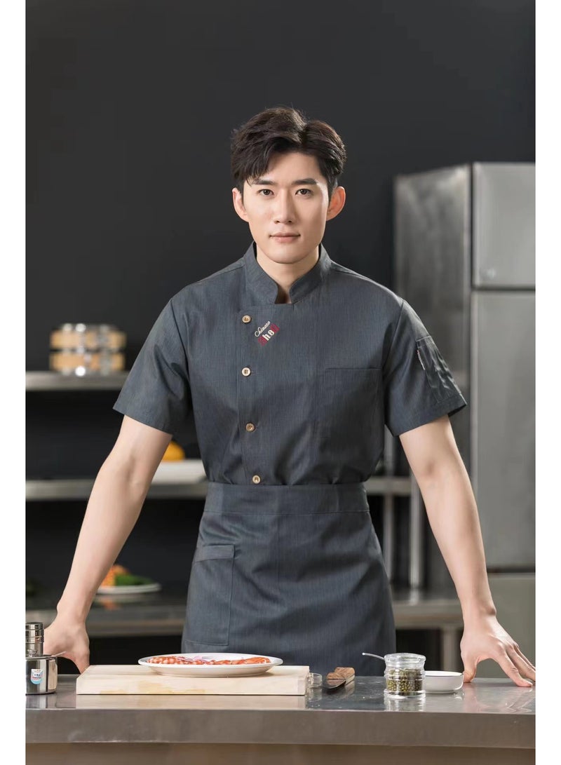 NIBEMINENT Men Head Chef Food service Kitchen Cooking Costume Pizzaiolo Cook Uniform Restaurant Chef's Jackets Bakery Cafe Working Clothes  - Image 1