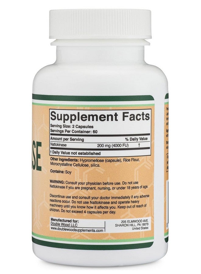Double Wood Supplements Nattokinase Supplement 4,000 FU Servings, 120 Capsules (Derived from Japanese Natto) Systemic Enzymes for Cardiovascular and Circulatory Support by Double Wood - Image 2