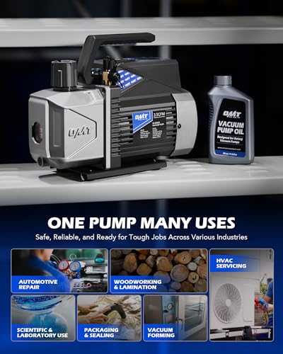 Orion Motor Tech A2L Vacuum Pump, 3.5 cfm 1/4 hp Single Stage Sparkless Ignition Proof Vacuum Pump for R1234yf R32 R134a R22 R410A with 15 Micron Ultimate Vacuum, Auto HVAC Vacuum Pump - Image 3