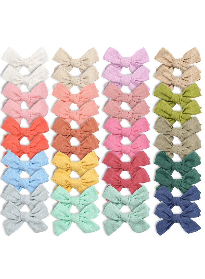 CELLOT 40 Pieces Girls Hair Bows Linen Fabric Bows Alligator Clips Hair Accessories For Little Girls Toddlers Kids And Teens - Image 2