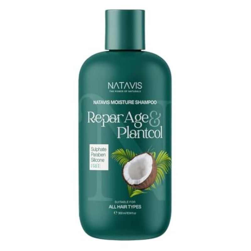 Natavis Moisture Shampoo 300 ML | Sulfate, Silicon and Paraben-FREE | Infused with Reparage and Plantcol | formula leaves hair glossy, soft, and frizz-free. - Image 1