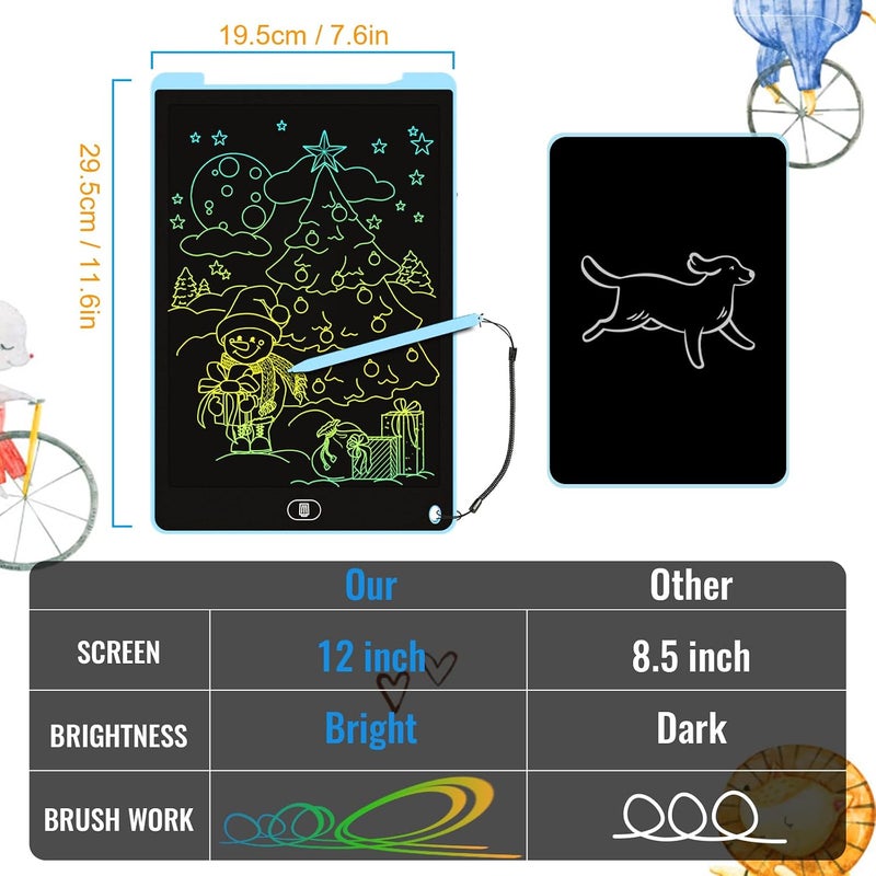 LCD Writing Board, 12 inch 2pcs Colorful Doodle Board, Magic Kids Drawing Board, Erasable Reusable Electronic Drawing Pad, Gifts for Girls Boys - Image 3