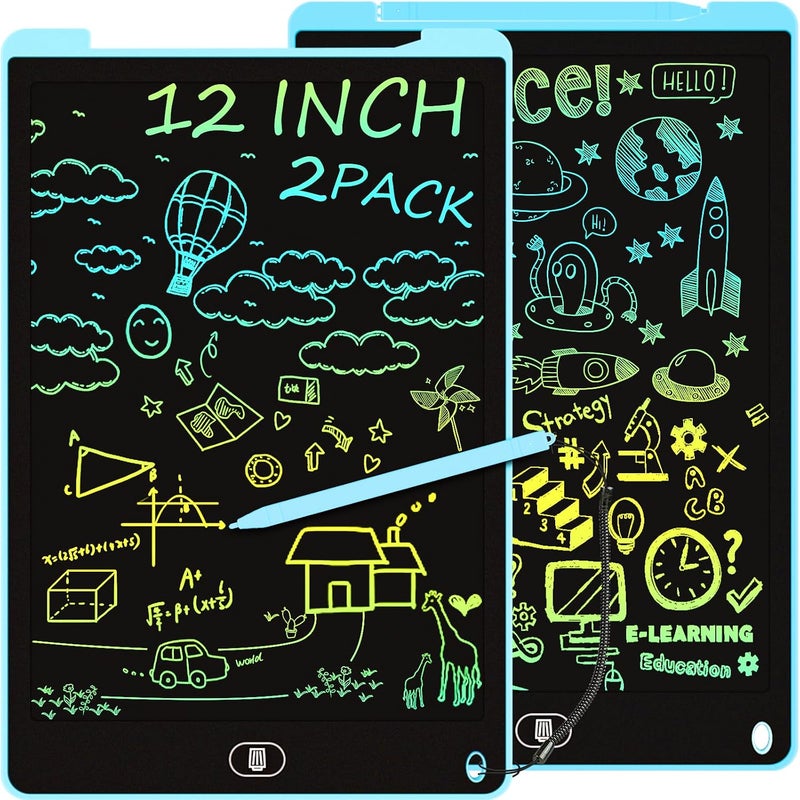 LCD Writing Board, 12 inch 2pcs Colorful Doodle Board, Magic Kids Drawing Board, Erasable Reusable Electronic Drawing Pad, Gifts for Girls Boys - Image 1