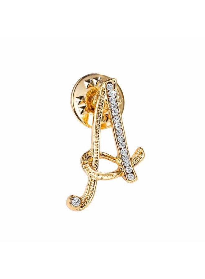 ETHOON Initial Letter Brooch Pin Small Lapel Pin Tie Tack Name Personalized Gifts for Girls Women Men Boy Gold A - Image 1