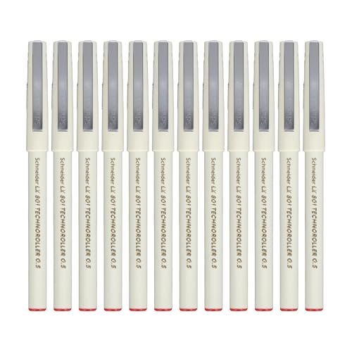 Luxor Schneider LX 801 Technoroller Roller Pen, 0.5 mm Needle Tip, 12 Units Pack, Ink Colour - Red, 100% Liquid Ink, German Technology - Image 2