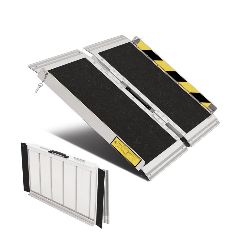 EXFORGE Wheelchair ramp 2FTNonSlip Aluminum Wheelchair ramps for Home StepsFolding Handicap Rampramps for HomedoorwaysStairsWeight Capacity up to 600LBS 2FT Usable Height 26 inch