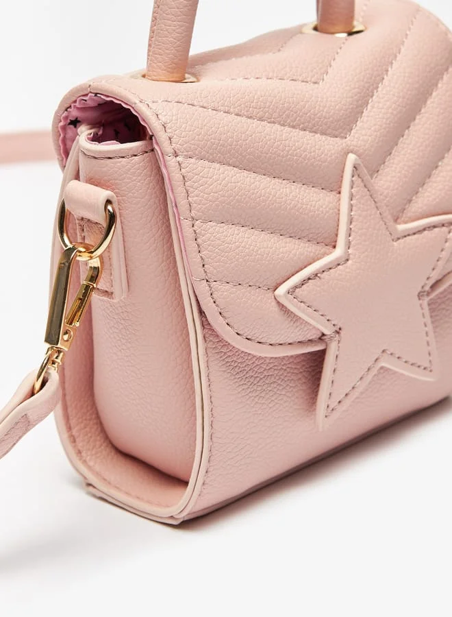 MISSY Women Star Applique Sling Bag with Snap Button Closure and Adjustable Strap