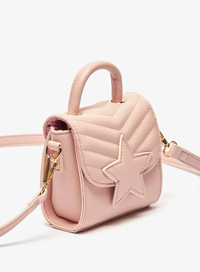 MISSY Women Star Applique Sling Bag with Snap Button Closure and Adjustable Strap