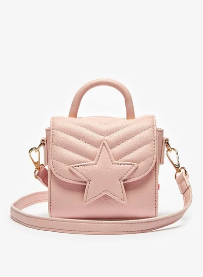 MISSY Women Star Applique Sling Bag with Snap Button Closure and Adjustable Strap