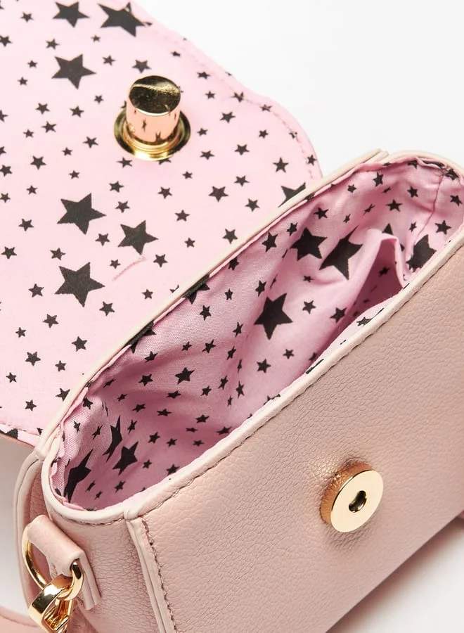 MISSY Women Star Applique Sling Bag with Snap Button Closure and Adjustable Strap