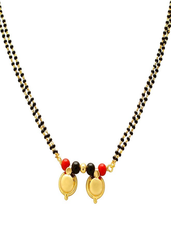 Superstore18 Gold plated Dual Wati, Red and black bead studded, Ethnic Traditional Mangalsutra Necklace jewellery for women (SST1291MSSV) - Image 2