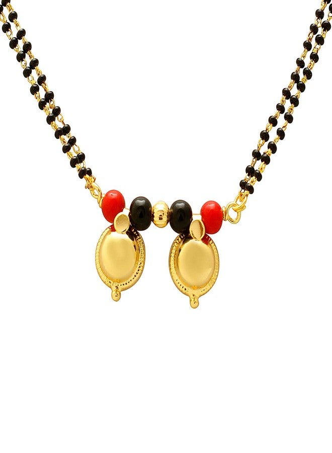Superstore18 Gold plated Dual Wati, Red and black bead studded, Ethnic Traditional Mangalsutra Necklace jewellery for women (SST1291MSSV) - Image 1