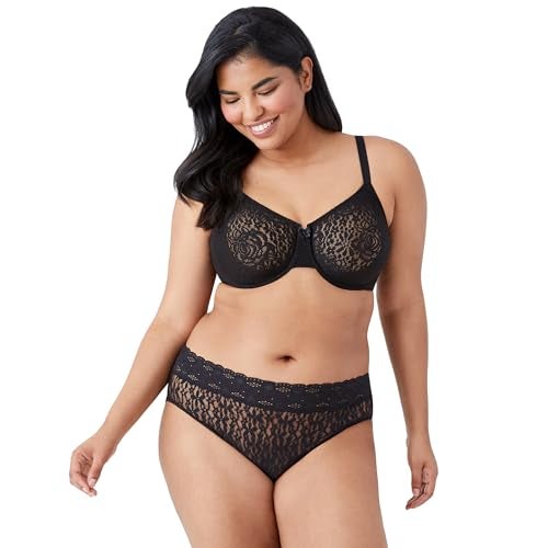 Wacoal Women's Halo Lace Unlined Convertible Underwire Bra, Black, 38DD - Image 3