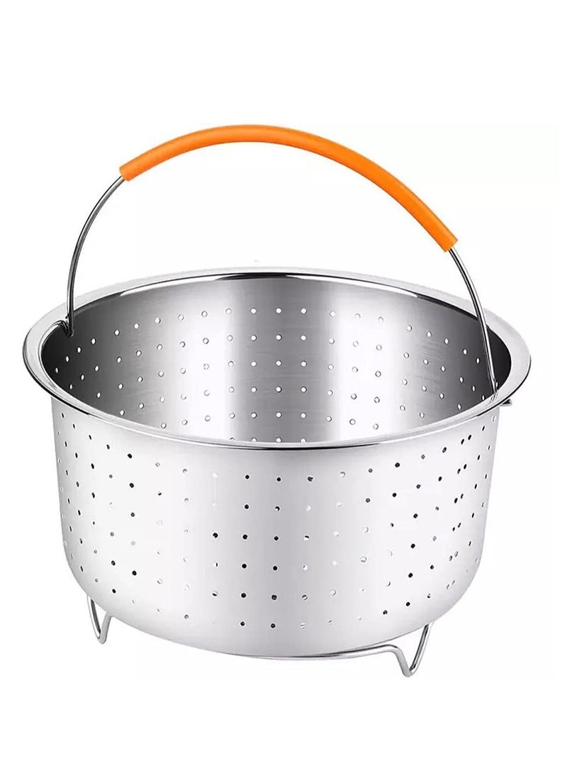 KASTWAVE Sturdy Steamer Basket, 304 Stainless Steel Steamer Insert with Silicone Handle, Multifunctional Pressure Cooker Accessories for Steaming Vegetables Corn Eggs Rice Meat(3QT) - Image 1