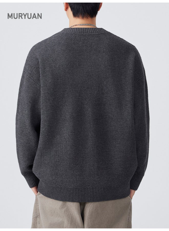 أوتمن خريف وشتاء جديد سترة صوفية ذات صدر واحد للرجال والنساء Cleanfit عالية الجودة فضفاضة محبوكة - Image 2