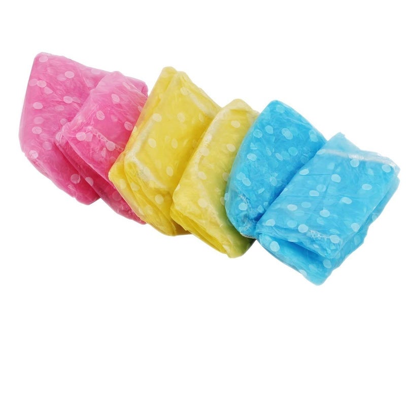CONNECTWIDE® Polka Dot Fancy Shower Caps, Waterproof ABS Bath Cap Bathing Hair Cap Salon Hat for Kids Adults, Lady Salon Spa with Elastic Band (One Size Fits All)- Assorted (Set of 9) - Image 5