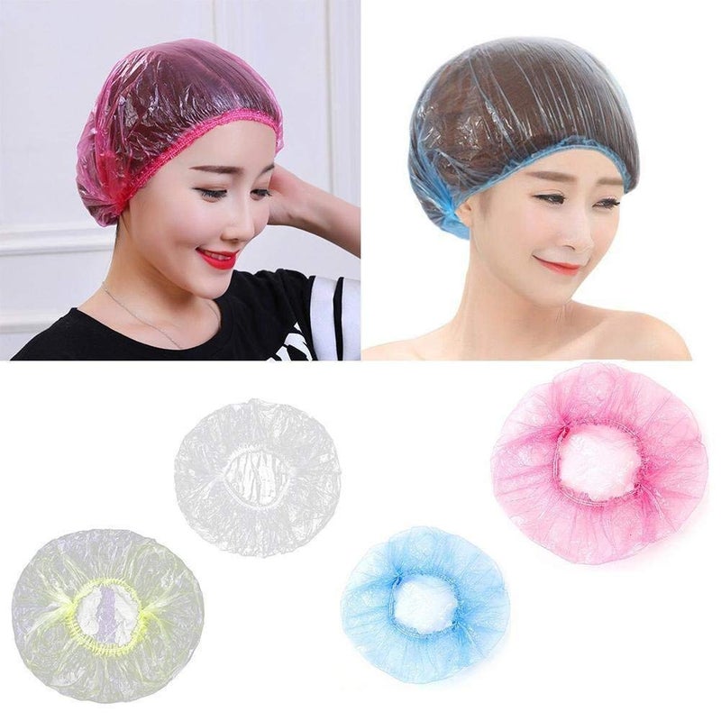 CONNECTWIDE® Polka Dot Fancy Shower Caps, Waterproof ABS Bath Cap Bathing Hair Cap Salon Hat for Kids Adults, Lady Salon Spa with Elastic Band (One Size Fits All)- Assorted (Set of 9) - Image 4