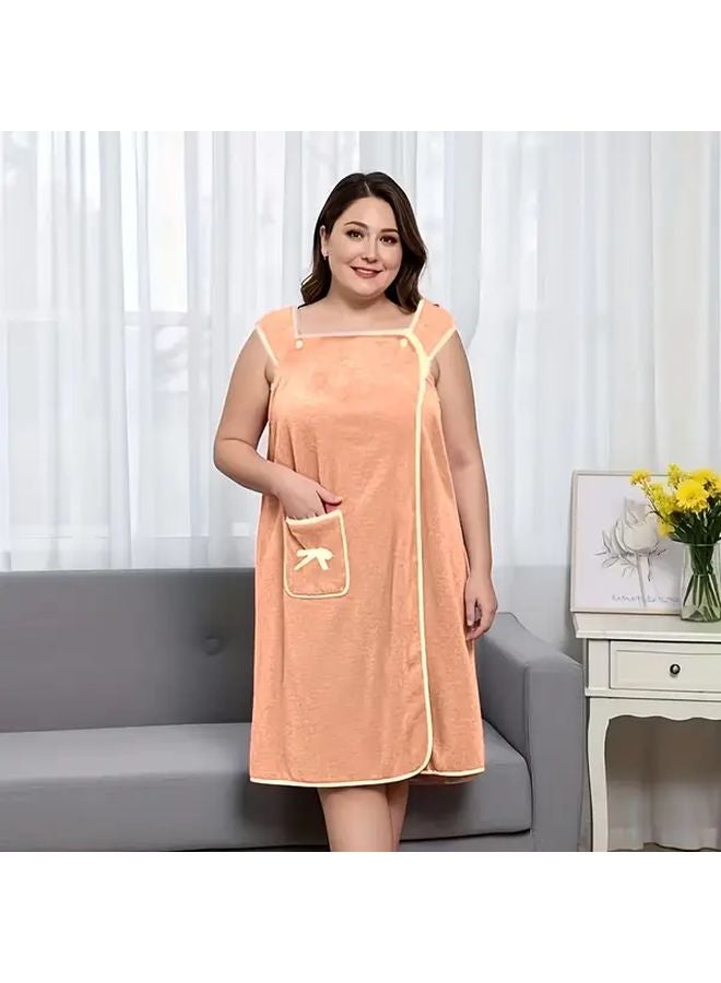فساتين الاستحمام الزرقاء ذات المقاس الكبير مع جيوب ورباط حمّالة للبيت والسفر - Image 5