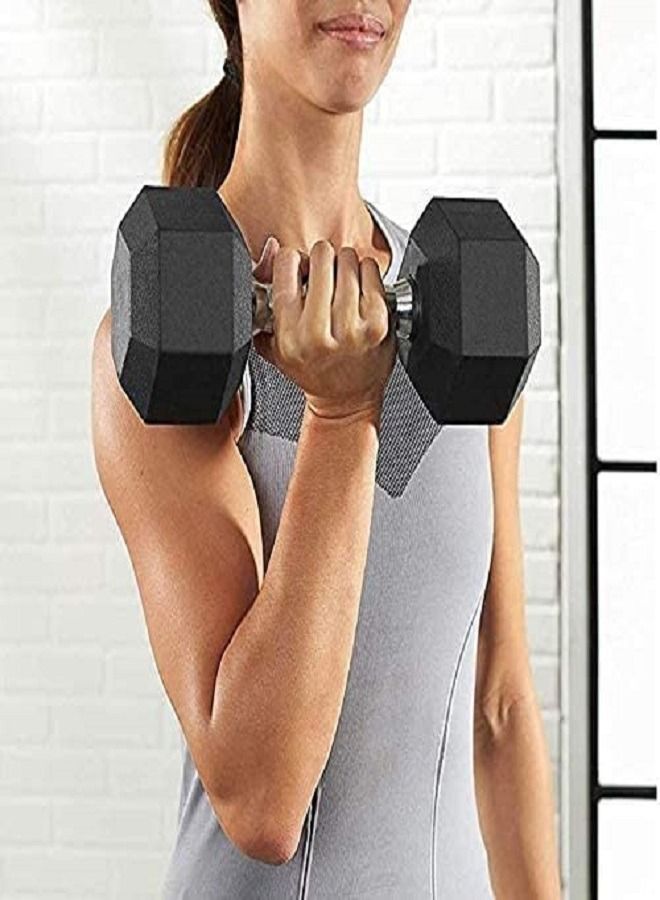 ULTIMAX Rubber Encased Dumbbell Set Hex Solid Iron Dumbbells - 3KG x 2 - Image 3