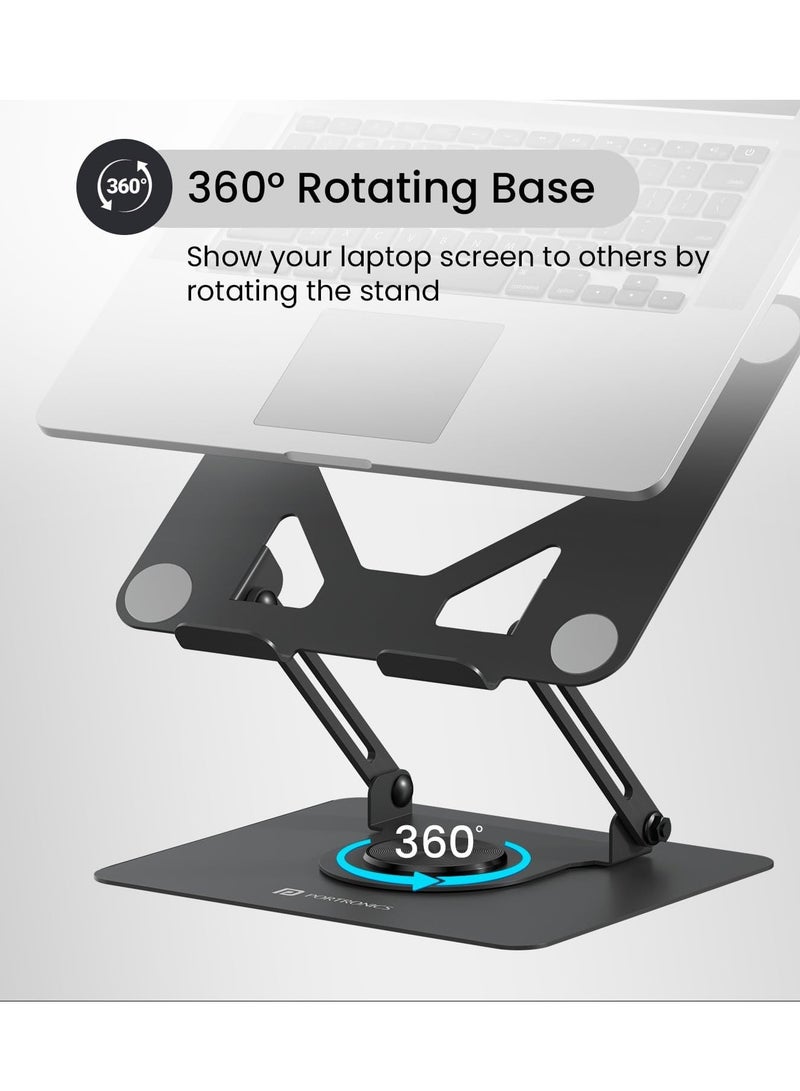 حامل كمبيوتر محمول L008 قابل للطي من الفولاذ الكربوني المحمول - قاعدة مانعة للانزلاق تدور 360 درجة - حامل كمبيوتر محمول مريح بزاوية وارتفاع قابل للتعديل للمكتب لأجهزة الكمبيوتر المحمولة مقاس 11 إلى 15 بوصة  - Image 3