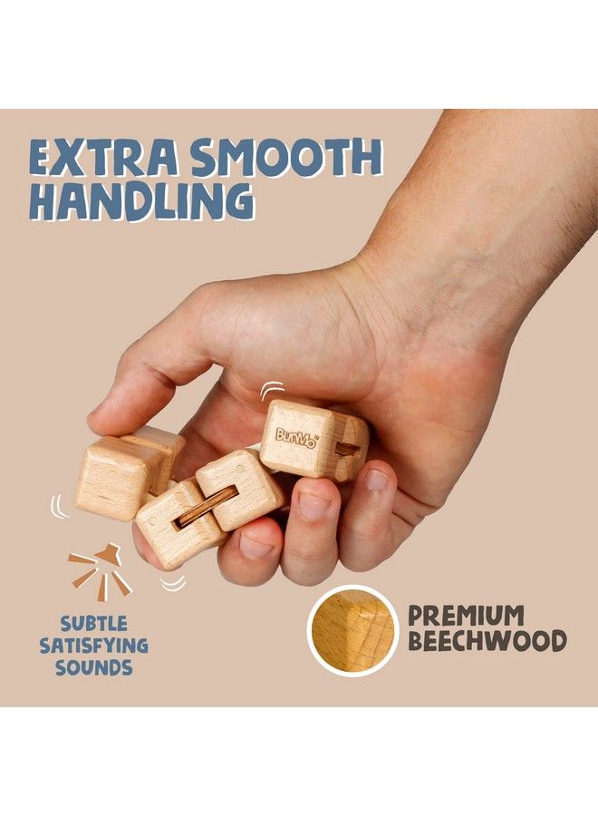 BUNMO Wooden Large Infinity Cube Fidget Toy ; Ecofriendly Beechwood Fidget Cube For Adults ; Stimulating & Engaging Fidgets For Adults ; Teen Boy Toys ; Fidget Toys Adults ; Gifts For Teenage Boys - Image 4
