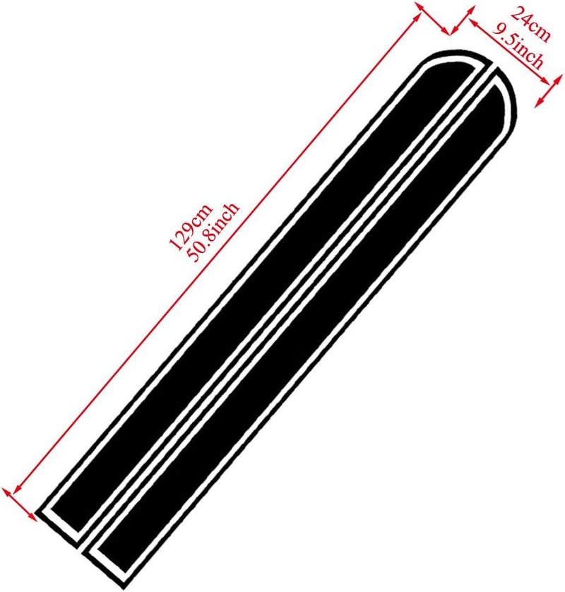 Leasinder 50.8"x 9.5" Car Hood Sticker Auto Racing Stripes Body Side Decal Hood Stripe Decal Vinyl Modified Decoration Accessories for Vehicles (B Black) - Image 2