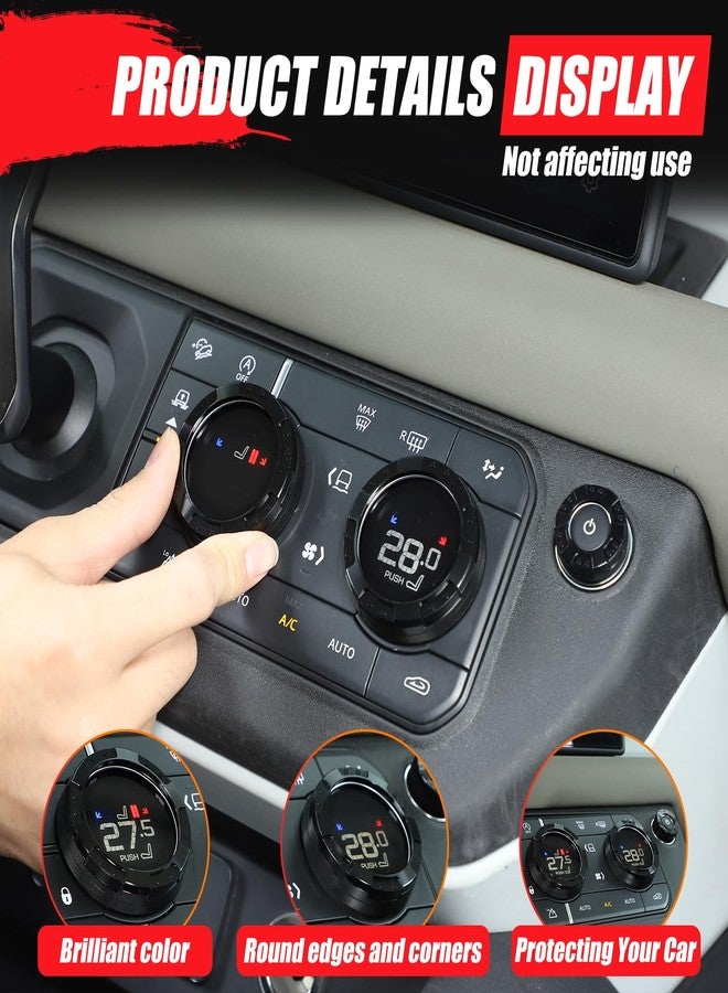 HIRUFAIT Air Conditioning & Volume Control Knob Cover for 2020 2021 2022 2023 2024 Land Rover Defender 110 Accessories, Aluminum Car A/C Volume Switch Button Knob Cover Trim (Black) - Image 5