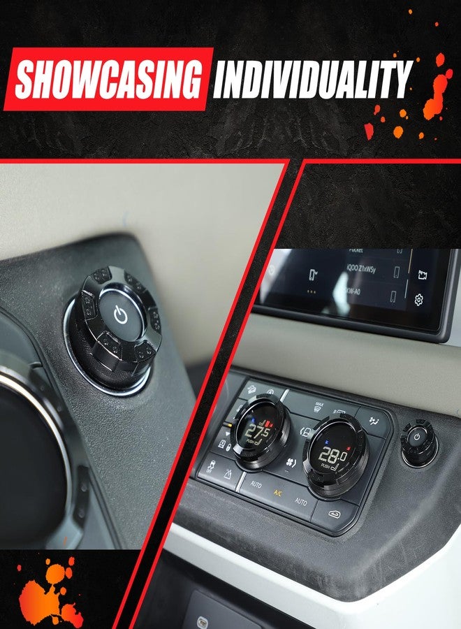HIRUFAIT Air Conditioning & Volume Control Knob Cover for 2020 2021 2022 2023 2024 Land Rover Defender 110 Accessories, Aluminum Car A/C Volume Switch Button Knob Cover Trim (Black) - Image 3