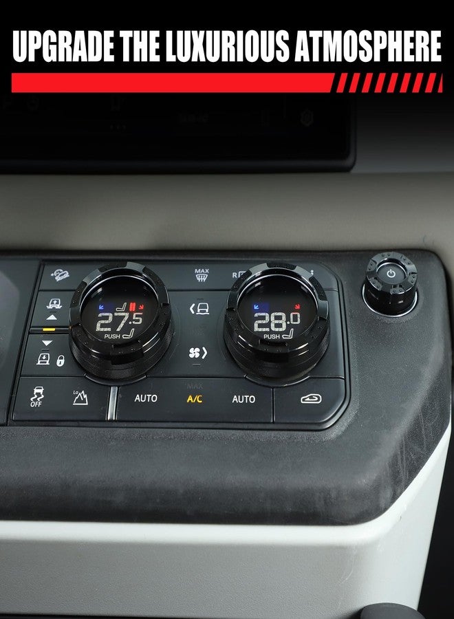 HIRUFAIT Air Conditioning & Volume Control Knob Cover for 2020 2021 2022 2023 2024 Land Rover Defender 110 Accessories, Aluminum Car A/C Volume Switch Button Knob Cover Trim (Black) - Image 2