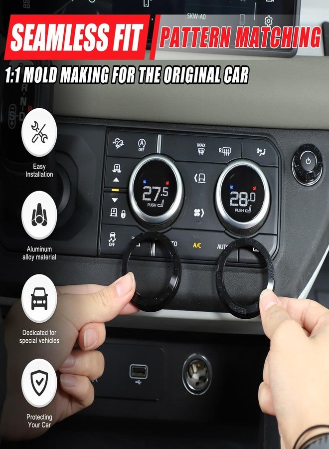 HIRUFAIT Air Conditioning & Volume Control Knob Cover for 2020 2021 2022 2023 2024 Land Rover Defender 110 Accessories, Aluminum Car A/C Volume Switch Button Knob Cover Trim (Black) - Image 4