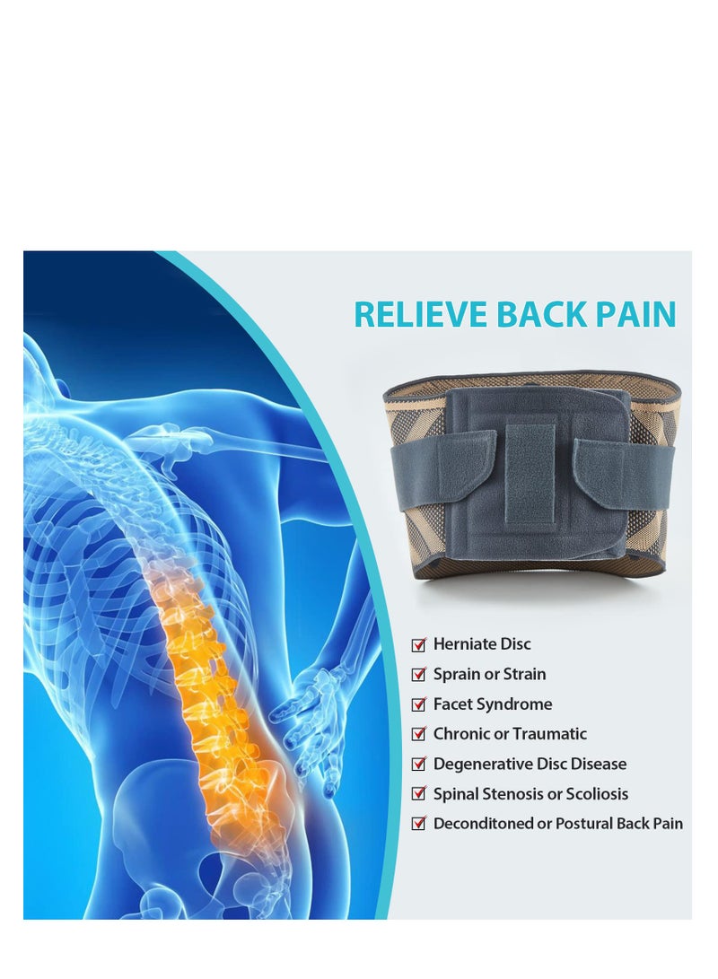 SYOSI دعامة دعم الظهر، دعامة ظهر للرجال والنساء لآلام أسفل الظهر، حزام دعم الظهر المريح لتخفيف الانزلاق الغضروفي، عرق النسا، دعم القطن مع قوس 26 درجة لتحسين الوضعية، العمل (L) - Image 2