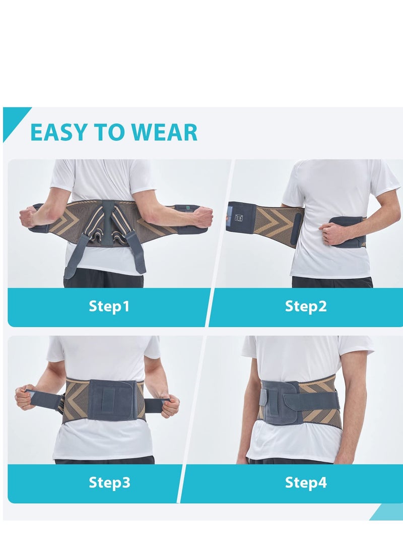 SYOSI دعامة دعم الظهر، دعامة ظهر للرجال والنساء لآلام أسفل الظهر، حزام دعم الظهر المريح لتخفيف الانزلاق الغضروفي، عرق النسا، دعم القطن مع قوس 26 درجة لتحسين الوضعية، العمل (L) - Image 5