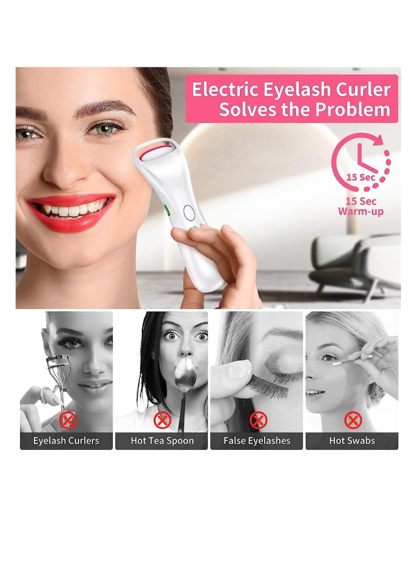 KASTWAVE Heated Eyelash Curler, USB Rechargeable Eyelash Curler, 2 Heating Modes Handheld Heated Lash Curler, Get Naturally Curled Lashes in Seconds, No Harm to Eyelashes, 1 Pcs, White - Image 3