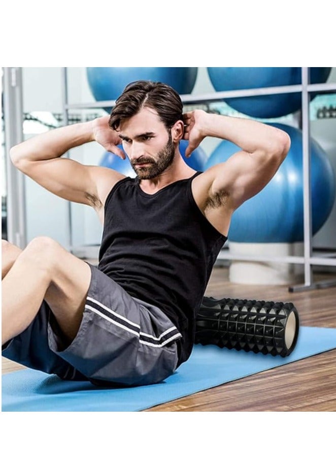 سبال أسطوانة إسفنجية 44*14 سم للتمارين والتدليك، أسطوانة يوجا دوارة من رغوة البوليسترين متعددة الكثافة للصالة الرياضية واللياقة البدنية للظهر والساقين والجسم والأنسجة العميقة واستعادة العضلات وتخفيف الألم والعلاج الطبيعي والتمدد - Image 3