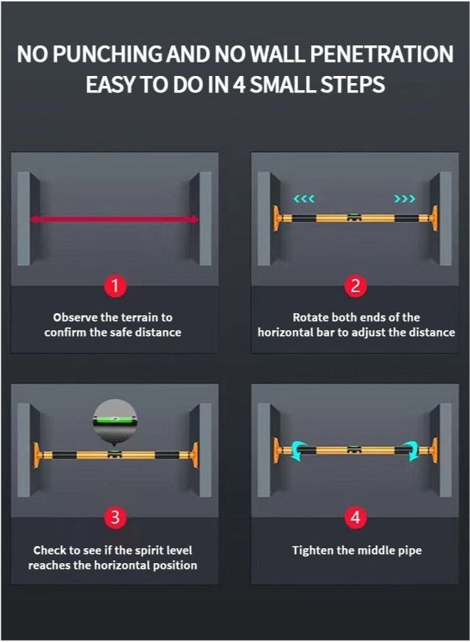 Arabest Doorway Pull Up Bar - Home Gym and Indoor Fitness Equipment - Foam Grip Pads, Heavy Duty Steel - Upper Body Strength Exercise Pullups Chin ups - 25-39 Inch Doorway Size, 400LBs Max Weight - Image 4